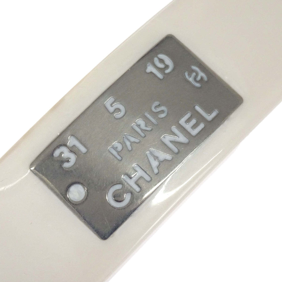 Chanel Barrette Hair Accessories White Silver Acrylic 99A