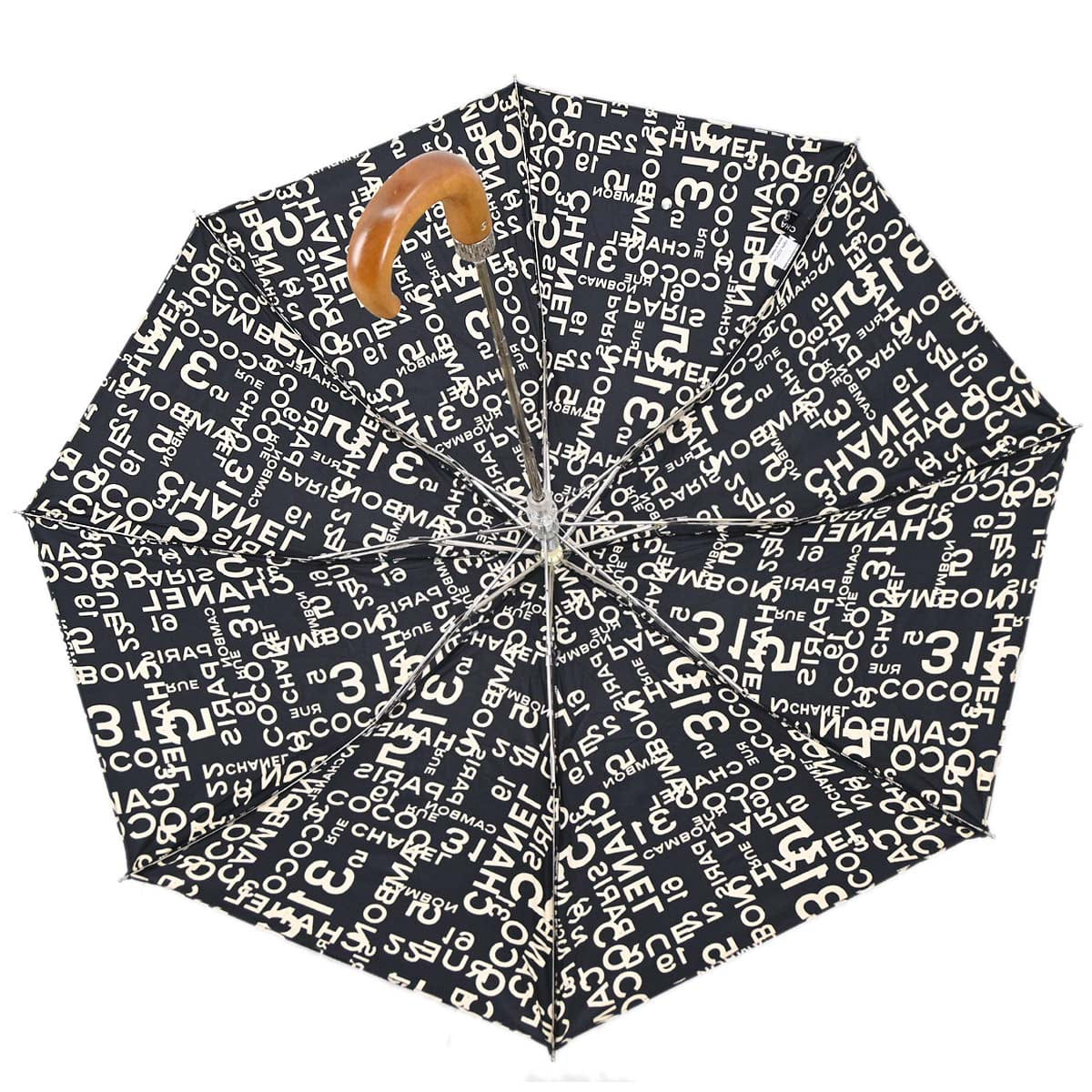 Chanel Black By Sea Line Folding Umbrella Small Good