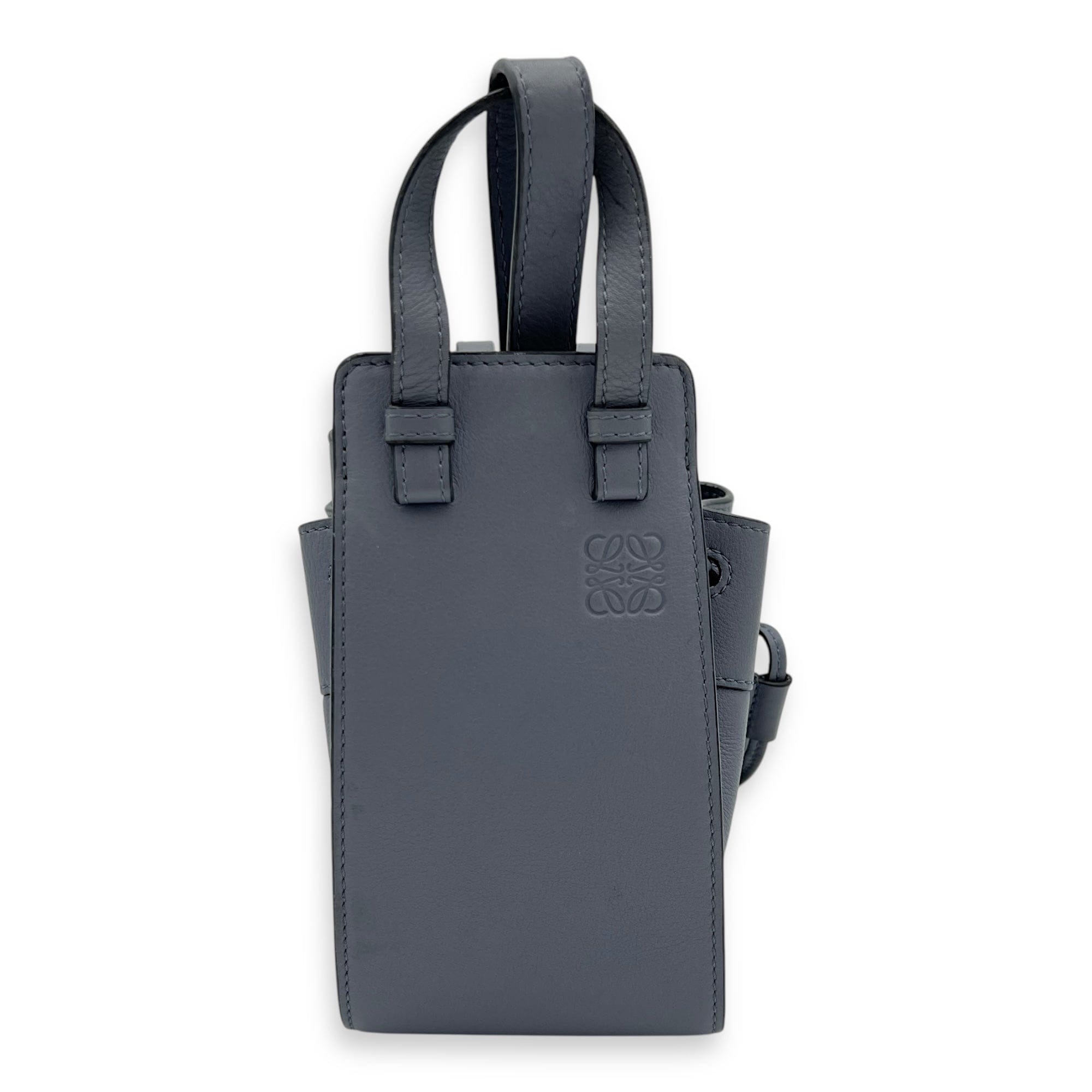 Loewe Hammock Mini Blue Shoulder Bag in Calfskin, Silver hardware S2508 - 007600AN