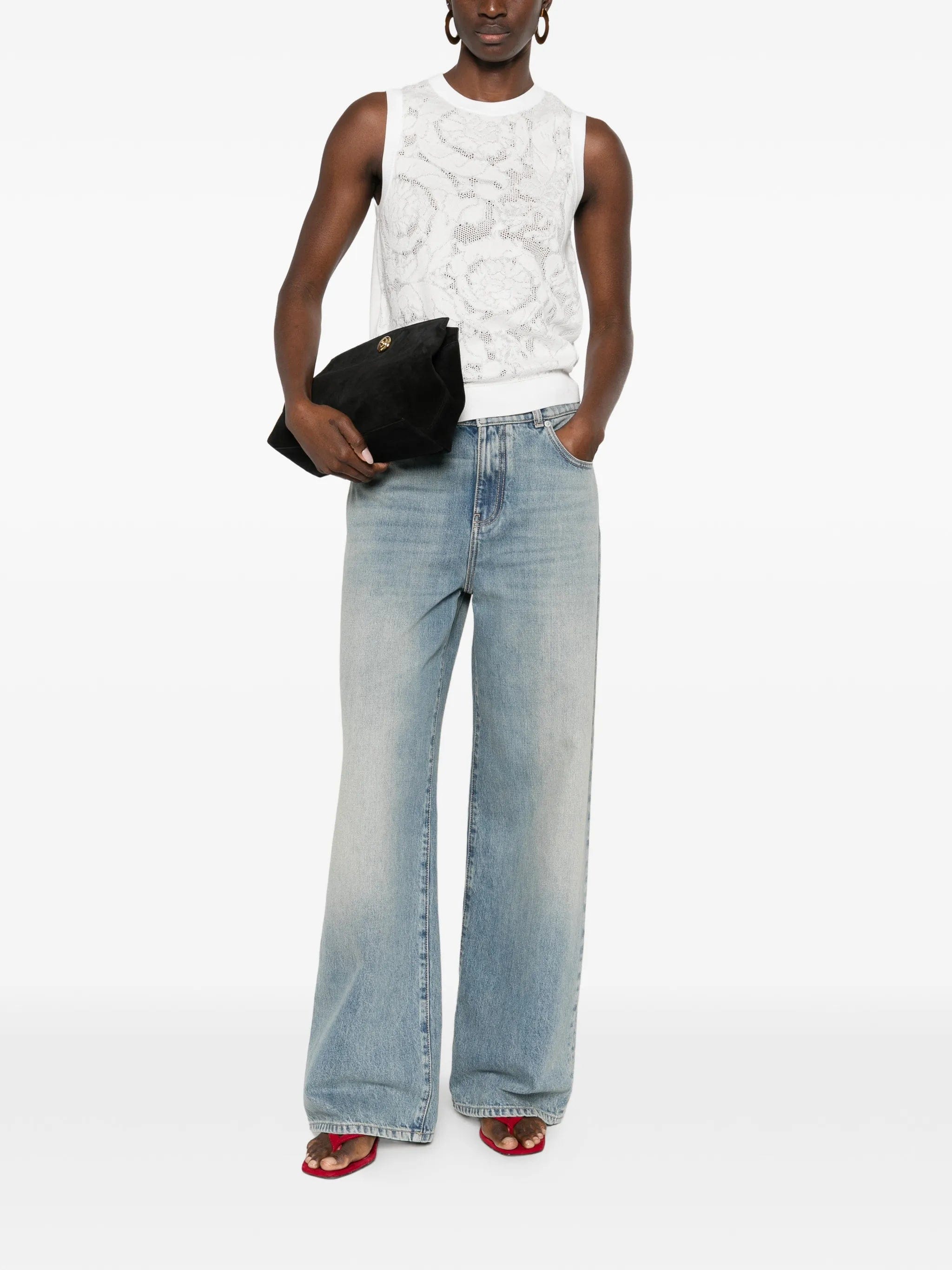 Versace lace knit top