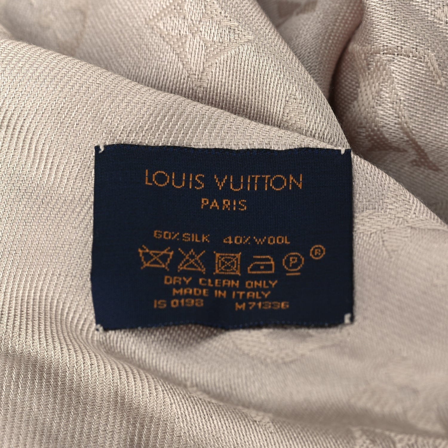 Louis Vuitton Silk Lurex Wool Monogram Shine Shawl Greige