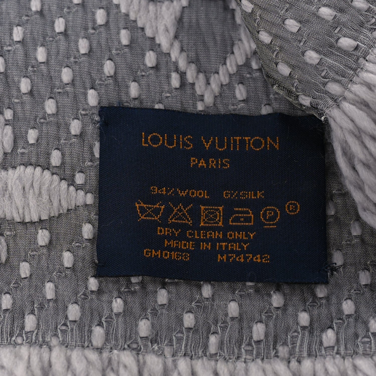 Louis Vuitton Wool Silk Logomania Scarf Pearl Grey