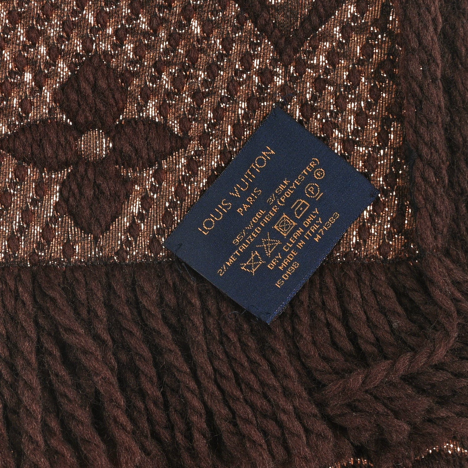 Louis Vuitton Wool Silk Logomania Shine Scarf Marron