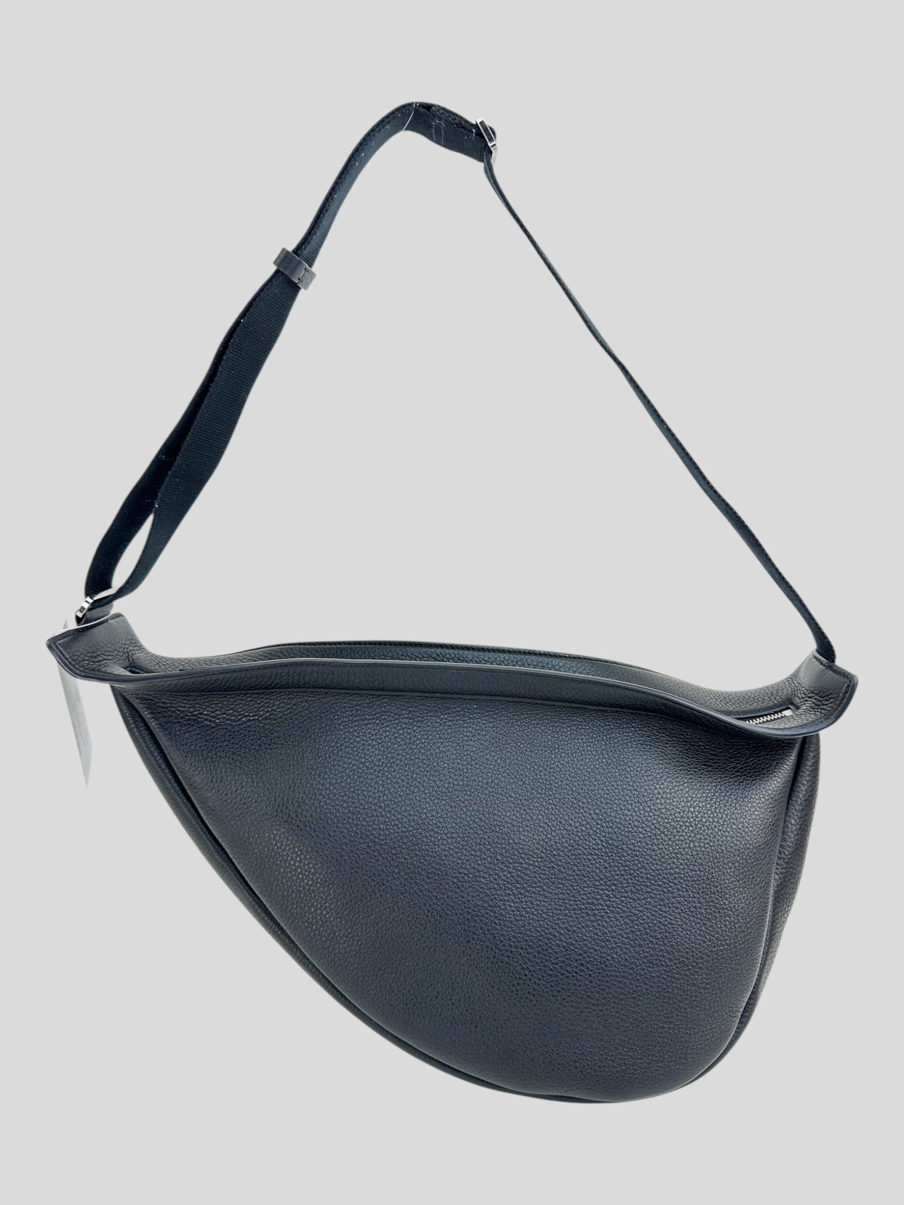 The Row Large Slouchy Banana Black Leather Crossbody Bag