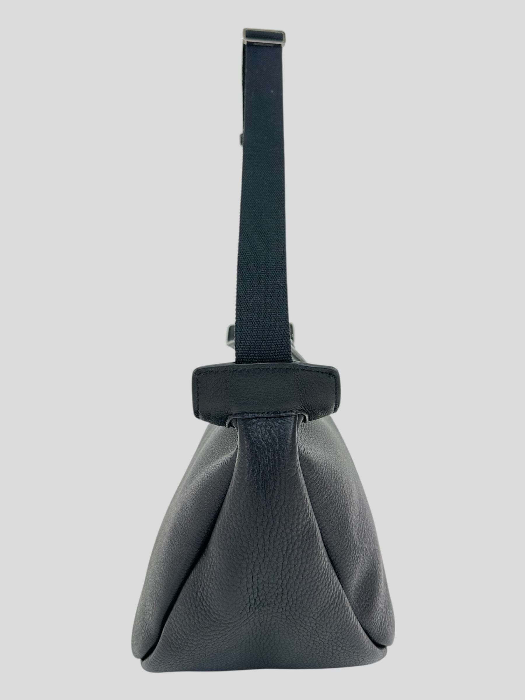 The Row Large Slouchy Banana Black Leather Crossbody Bag