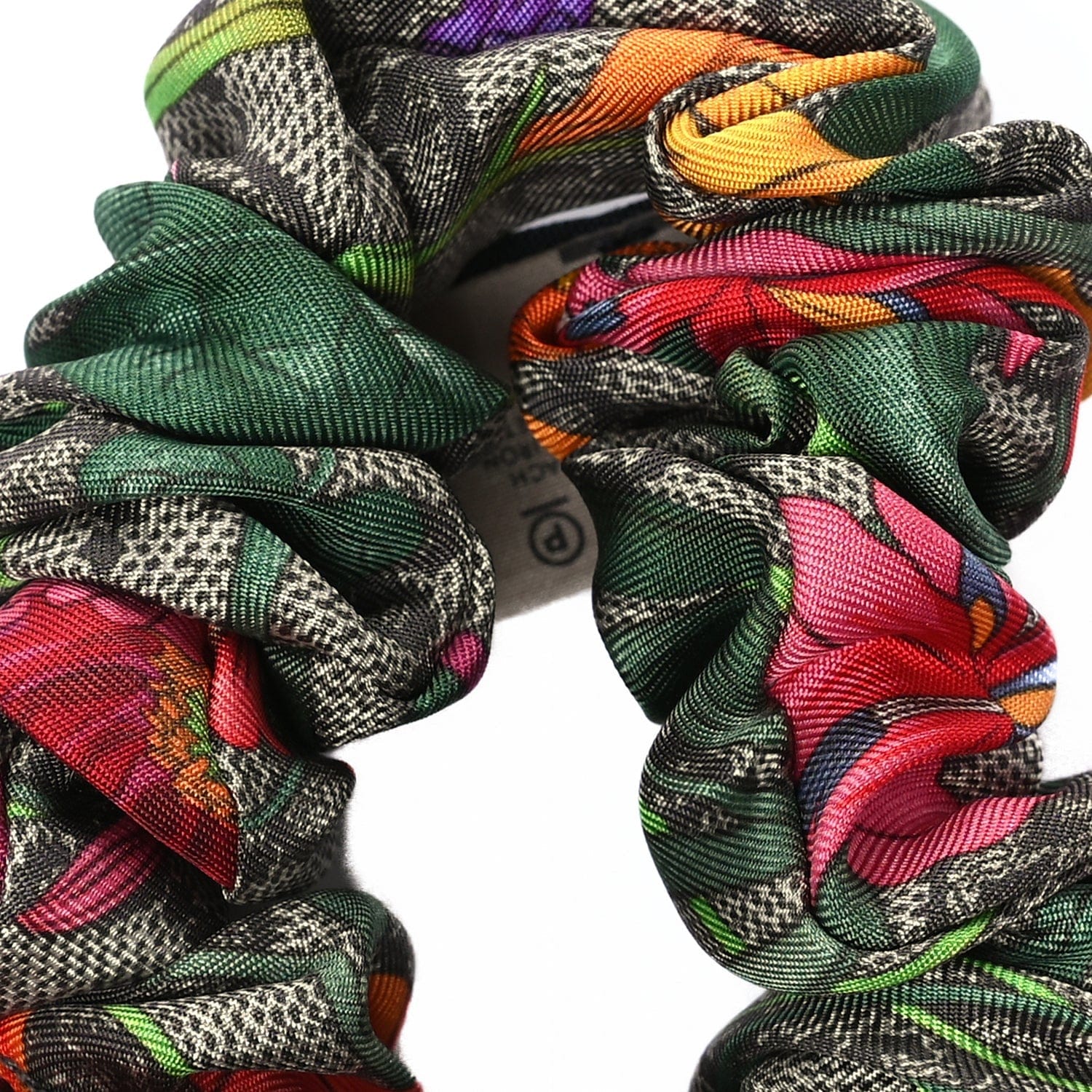 Gucci Silk Monogram Web Flora Print Scrunchies Set Multicolor Multicolor