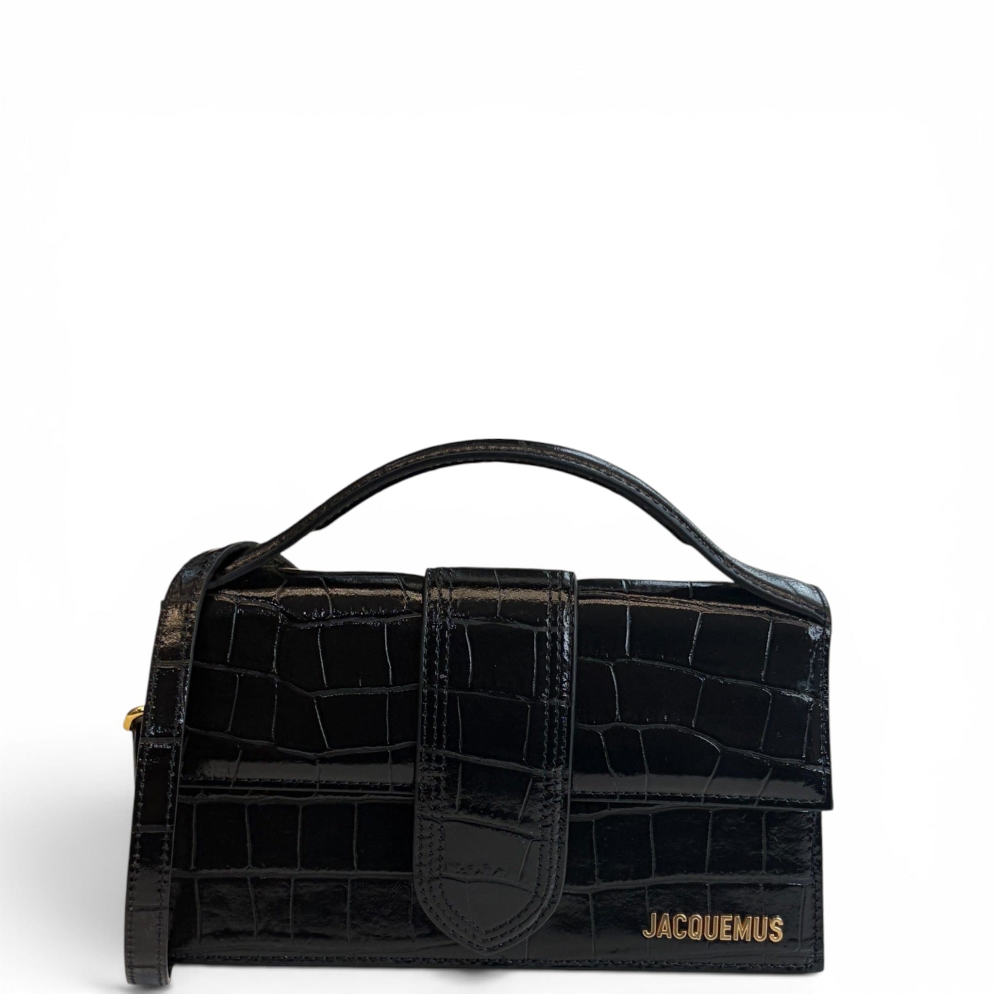 Jacquemus Le Grand Bambino Black Croc - Embossed Leather Bag