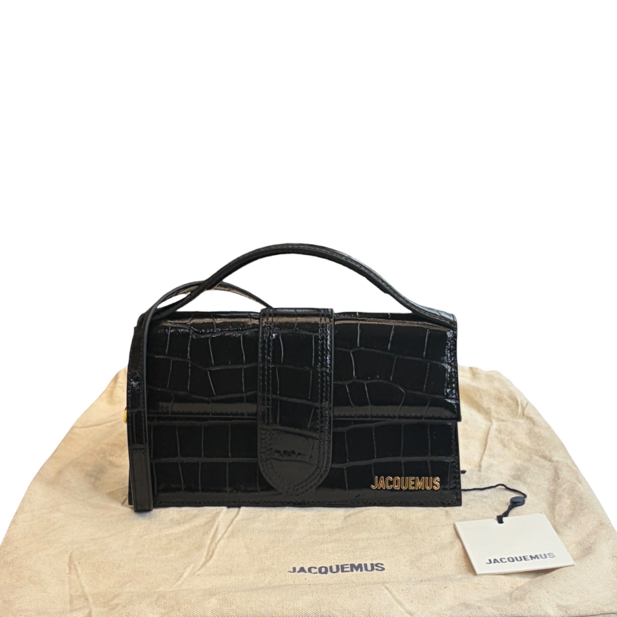 Jacquemus Le Grand Bambino Black Croc - Embossed Leather Bag