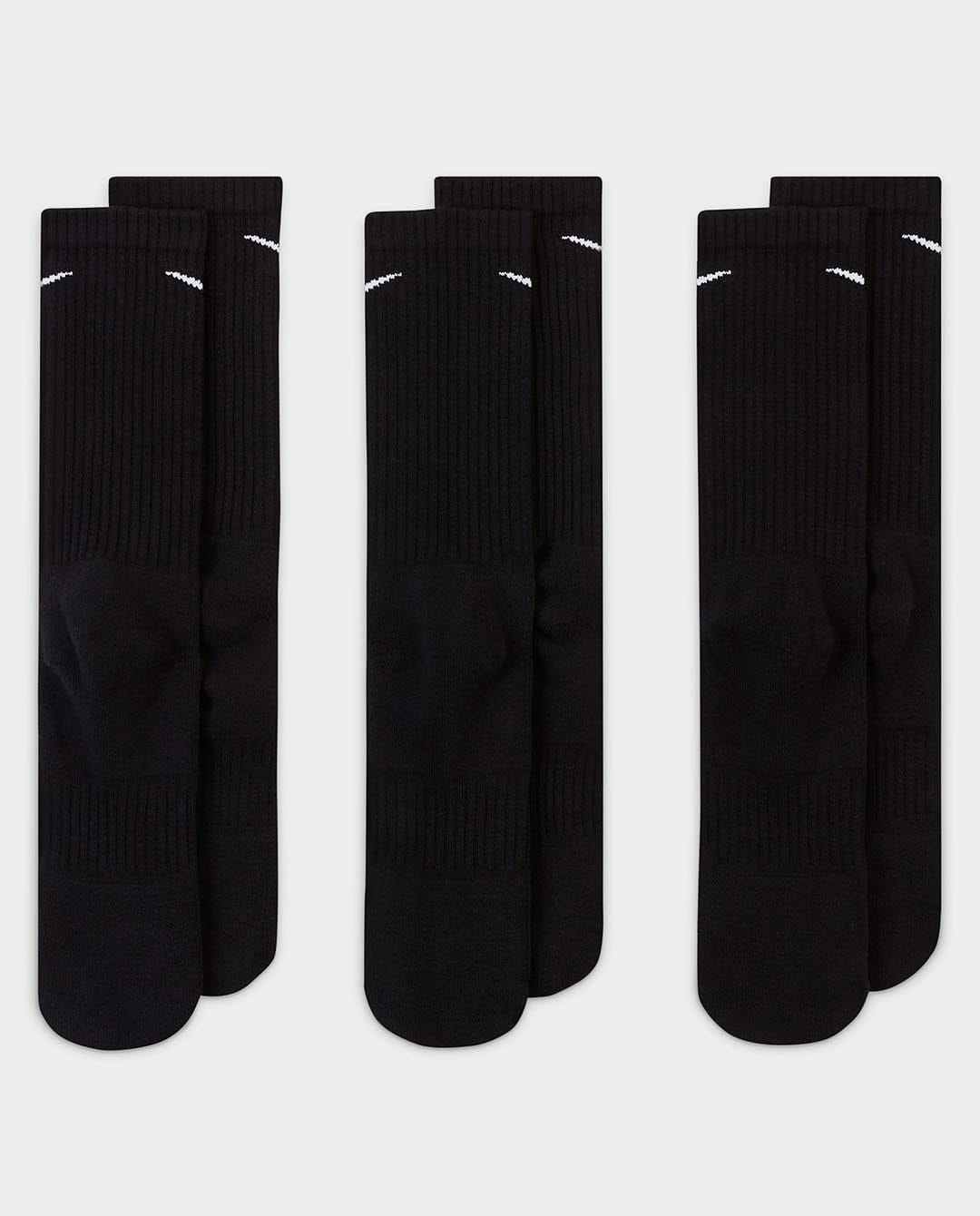 Nike - Everyday Cushioned 3pk Crew Sock - Black