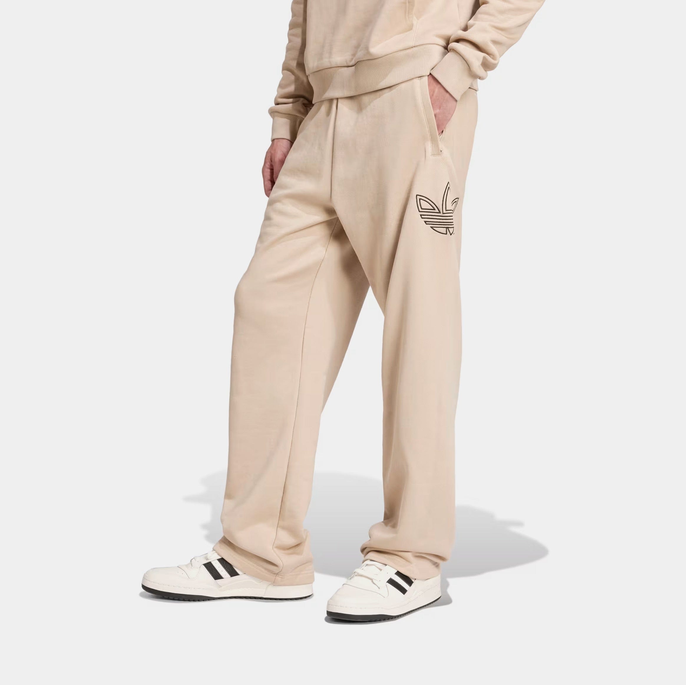 adidas Outline Trefoil Pant Mens Pants (Beige/Black)
