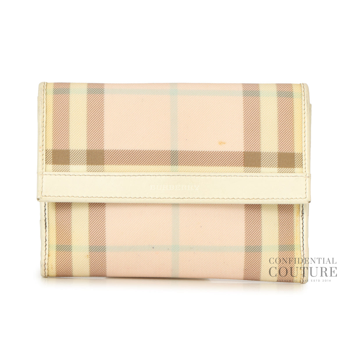 Burberry Check Plaid Print Multicolor Compact Wallet