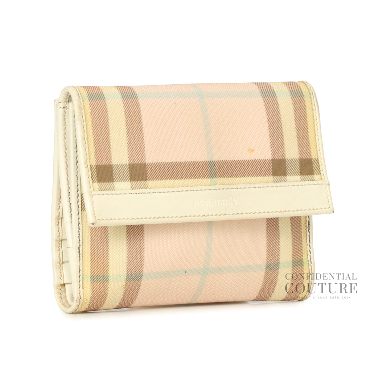 Burberry Check Plaid Print Multicolor Compact Wallet