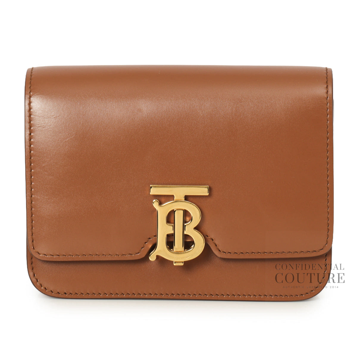 Burberry Malt Brown Leather TB Monogram Belt Bag