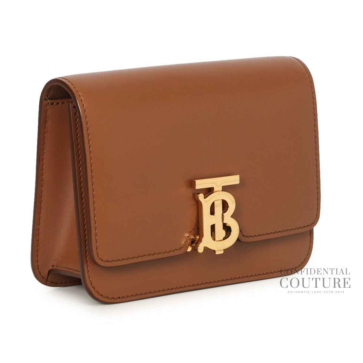 Burberry Malt Brown Leather TB Monogram Belt Bag