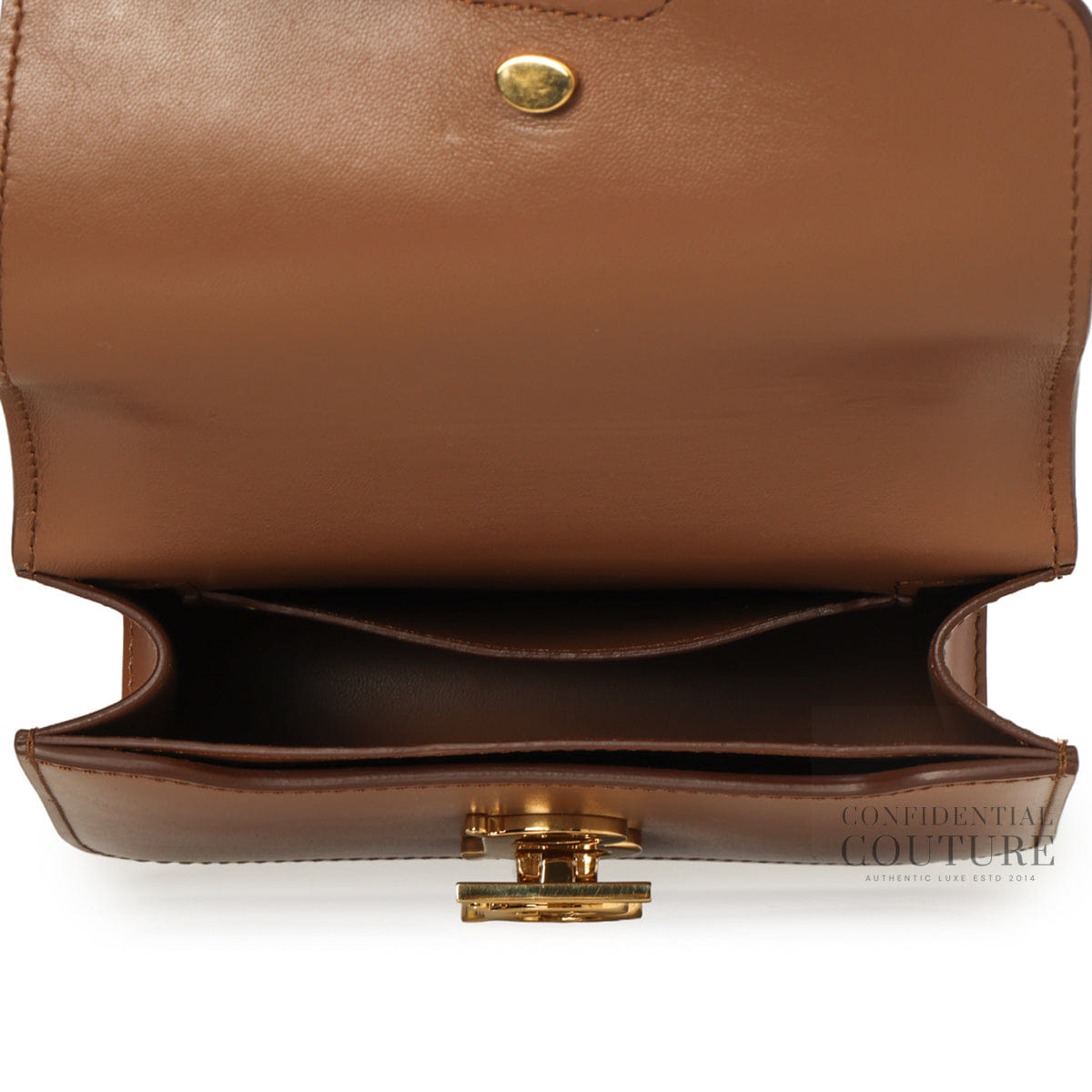 Burberry Malt Brown Leather TB Monogram Belt Bag