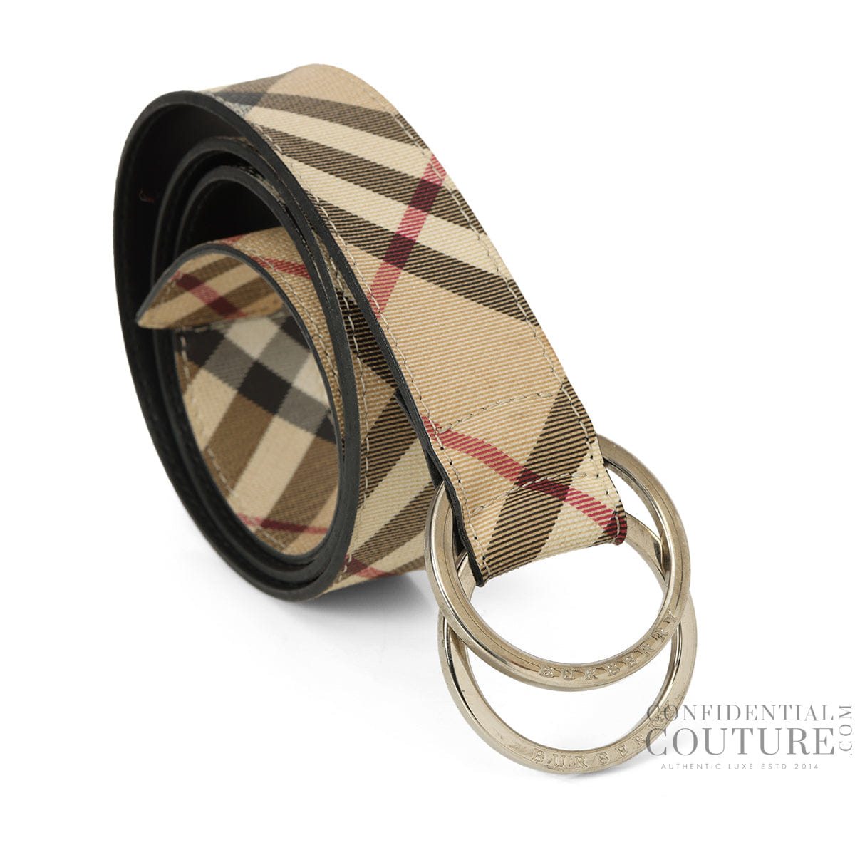 Burberry Beige/Black Vintage Check Coated Canvas Belt - 32"