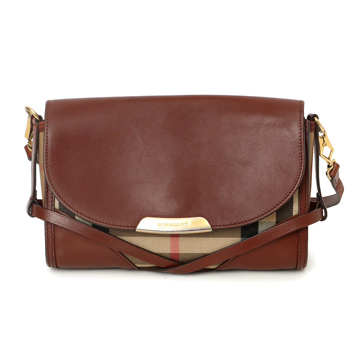 Burberry Brown Bridle Abbot Small Flap Messenger Bag