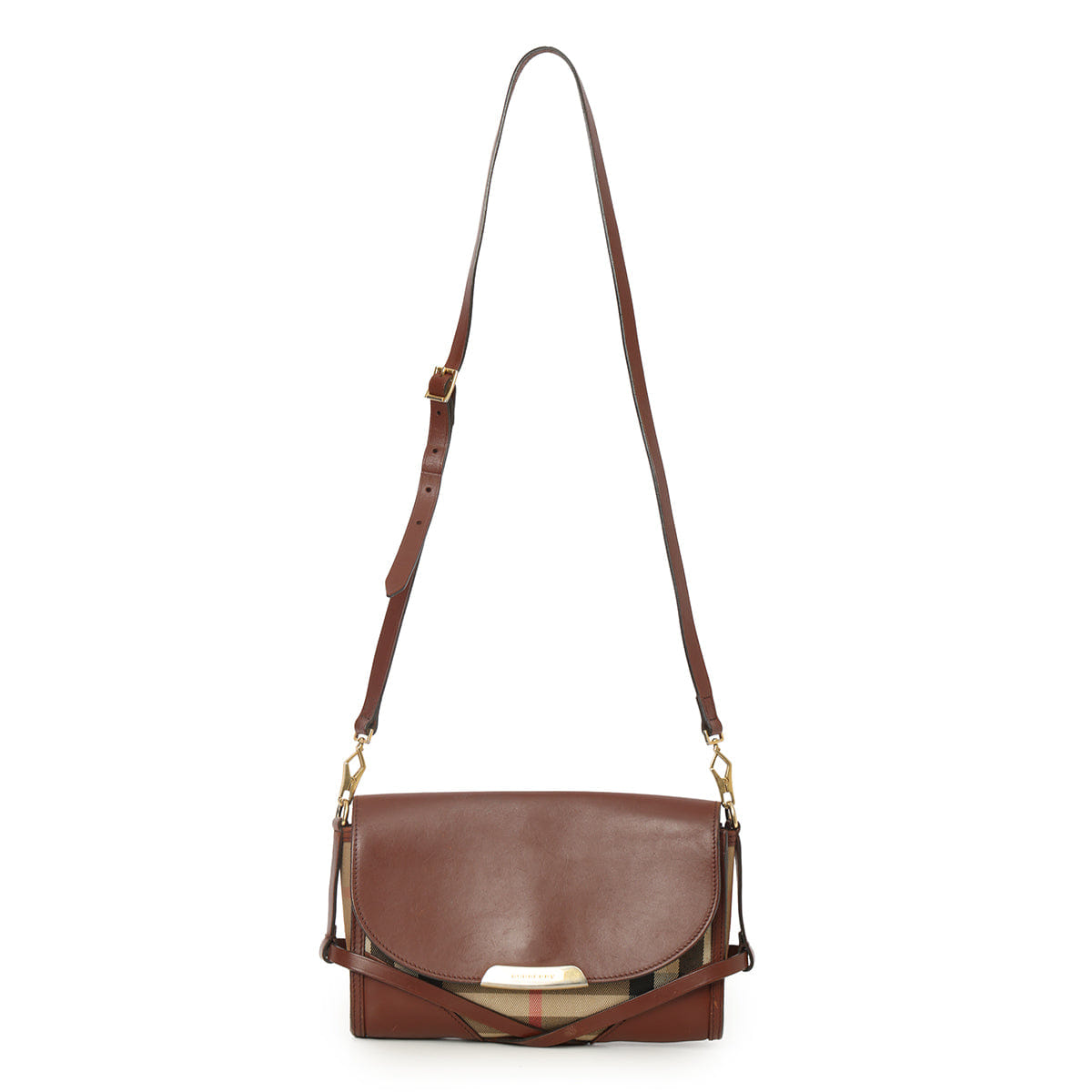 Burberry Brown Bridle Abbot Small Flap Messenger Bag