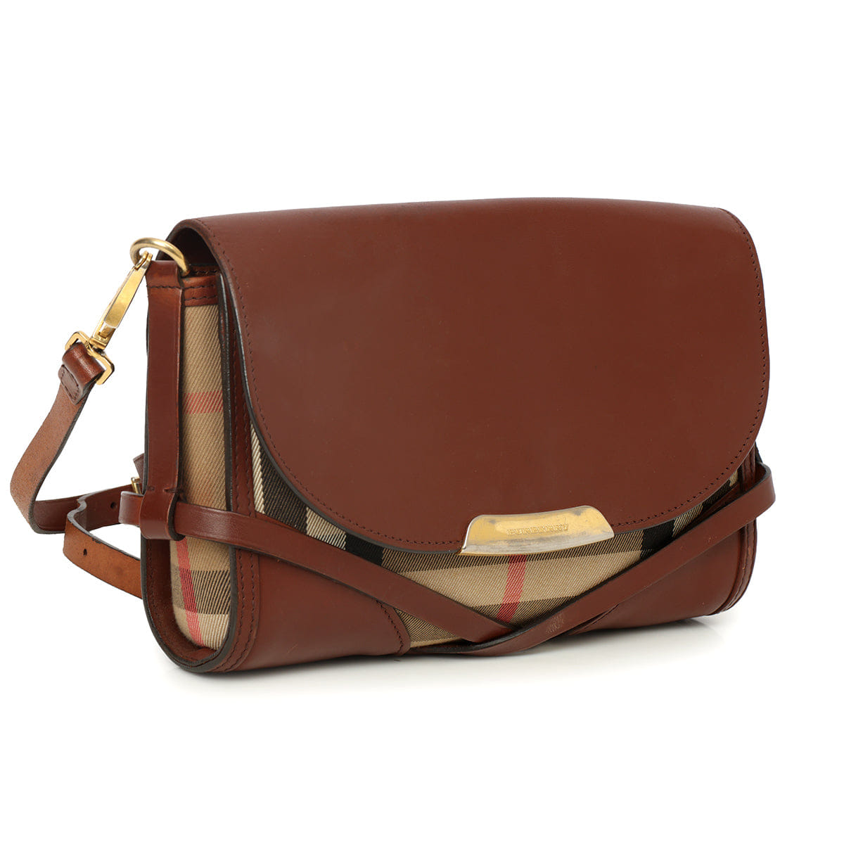 Burberry Brown Bridle Abbot Small Flap Messenger Bag