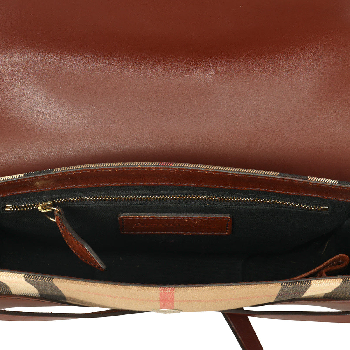 Burberry Brown Bridle Abbot Small Flap Messenger Bag