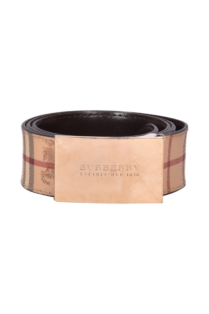 Burberry Beige Haymarket Check Coated Belt
