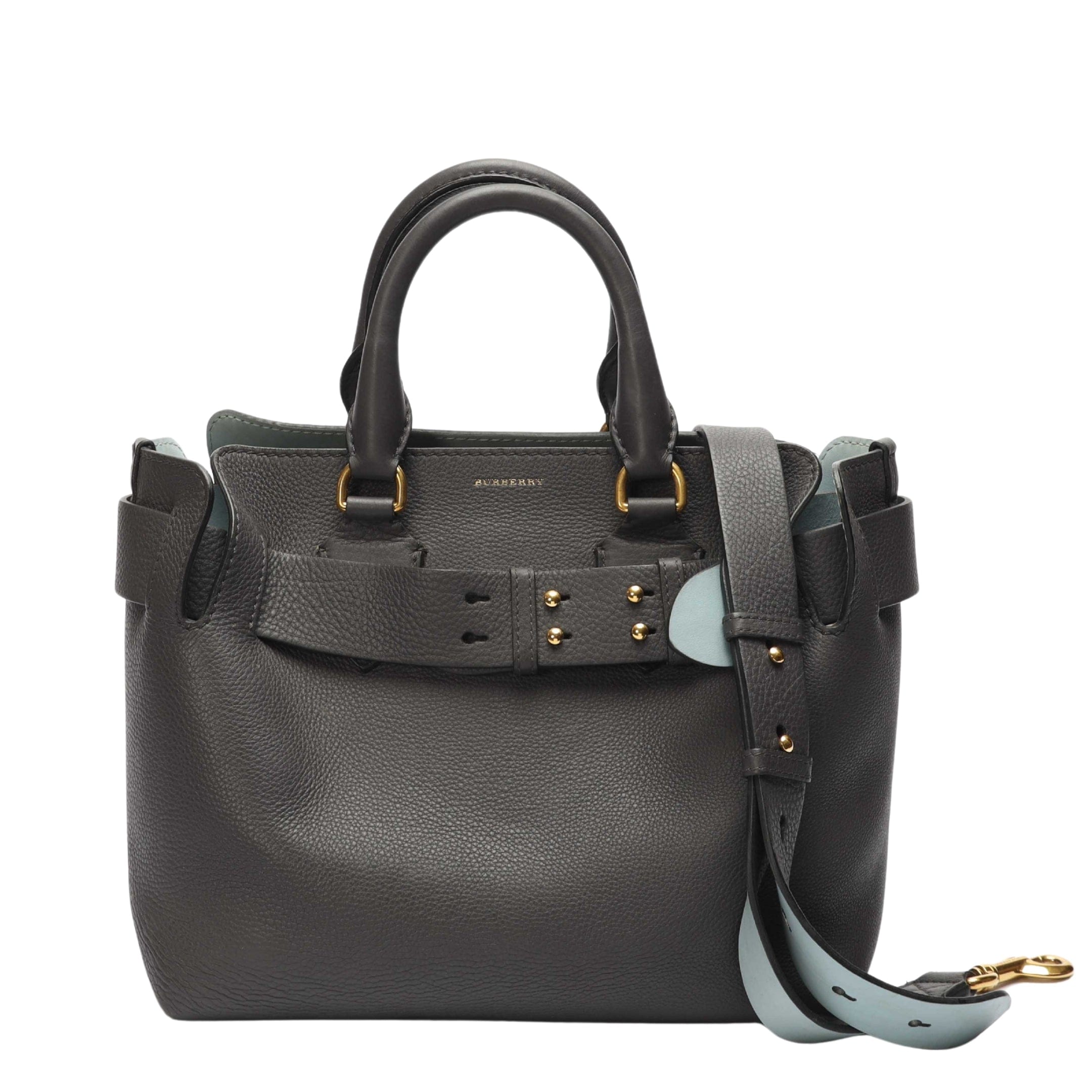 Burberry Dark Grey Medium Belt Satchel