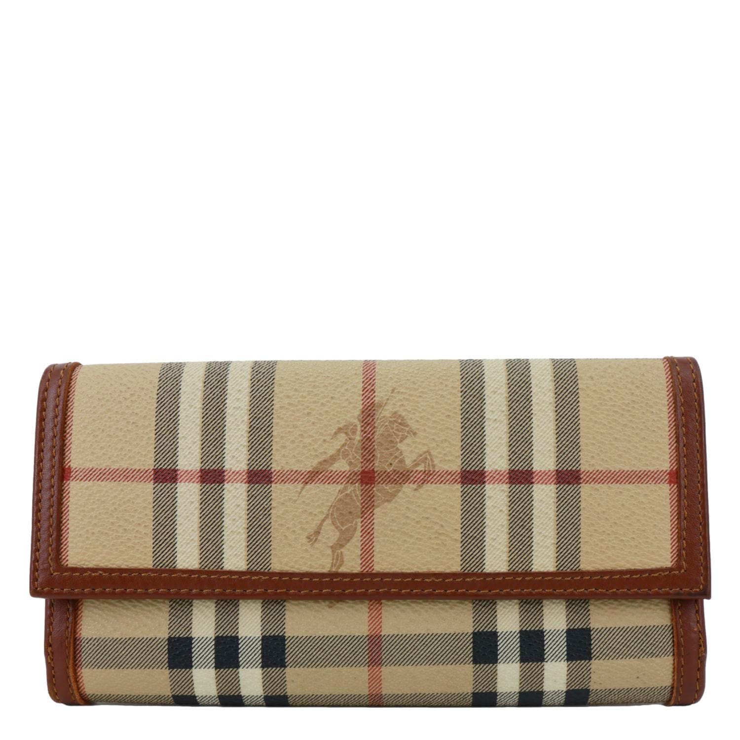 BURBERRY Haymarket Check Canvas Long Wallet Beige