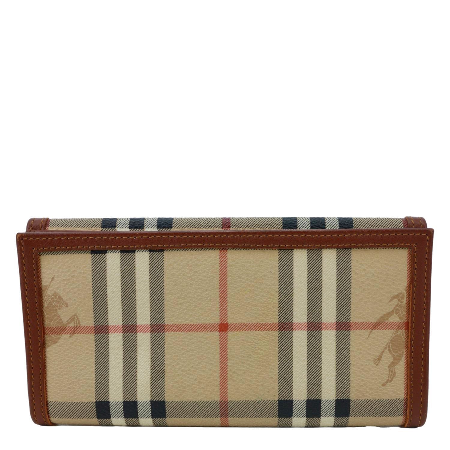 BURBERRY Haymarket Check Canvas Long Wallet Beige