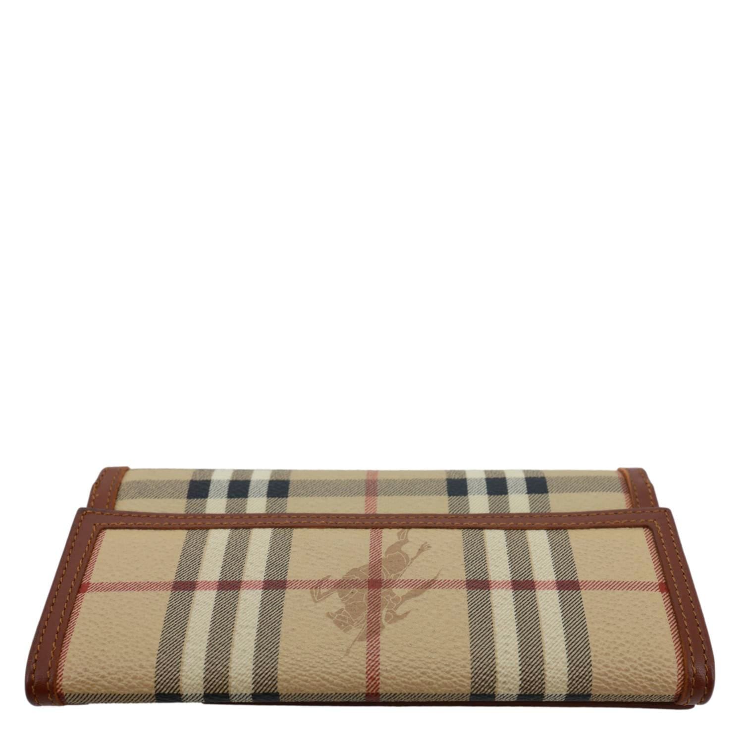 BURBERRY Haymarket Check Canvas Long Wallet Beige