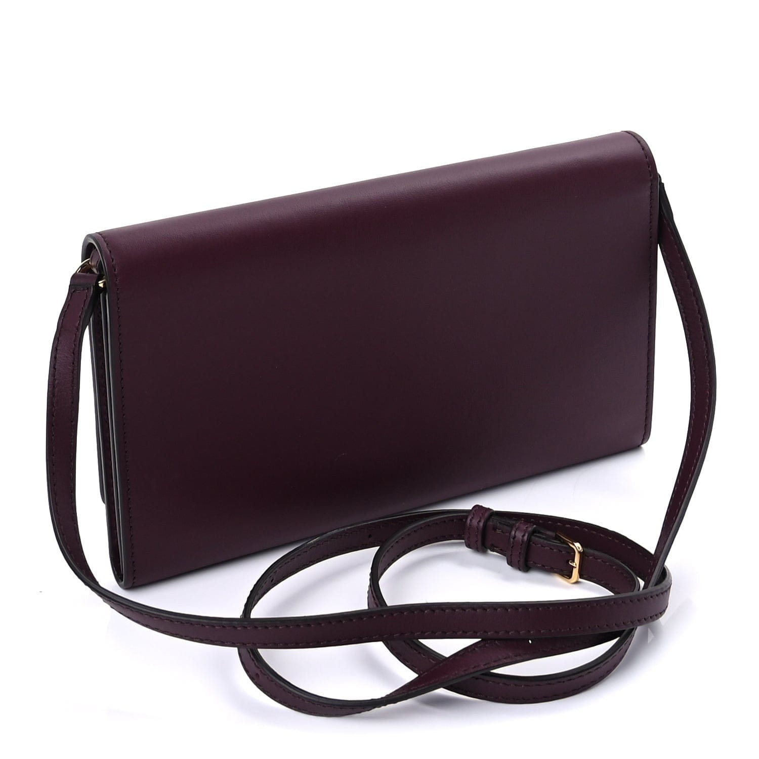 Burberry Calfskin Logo Hazelmere Wallet With Detachable Strap Mahogany Red