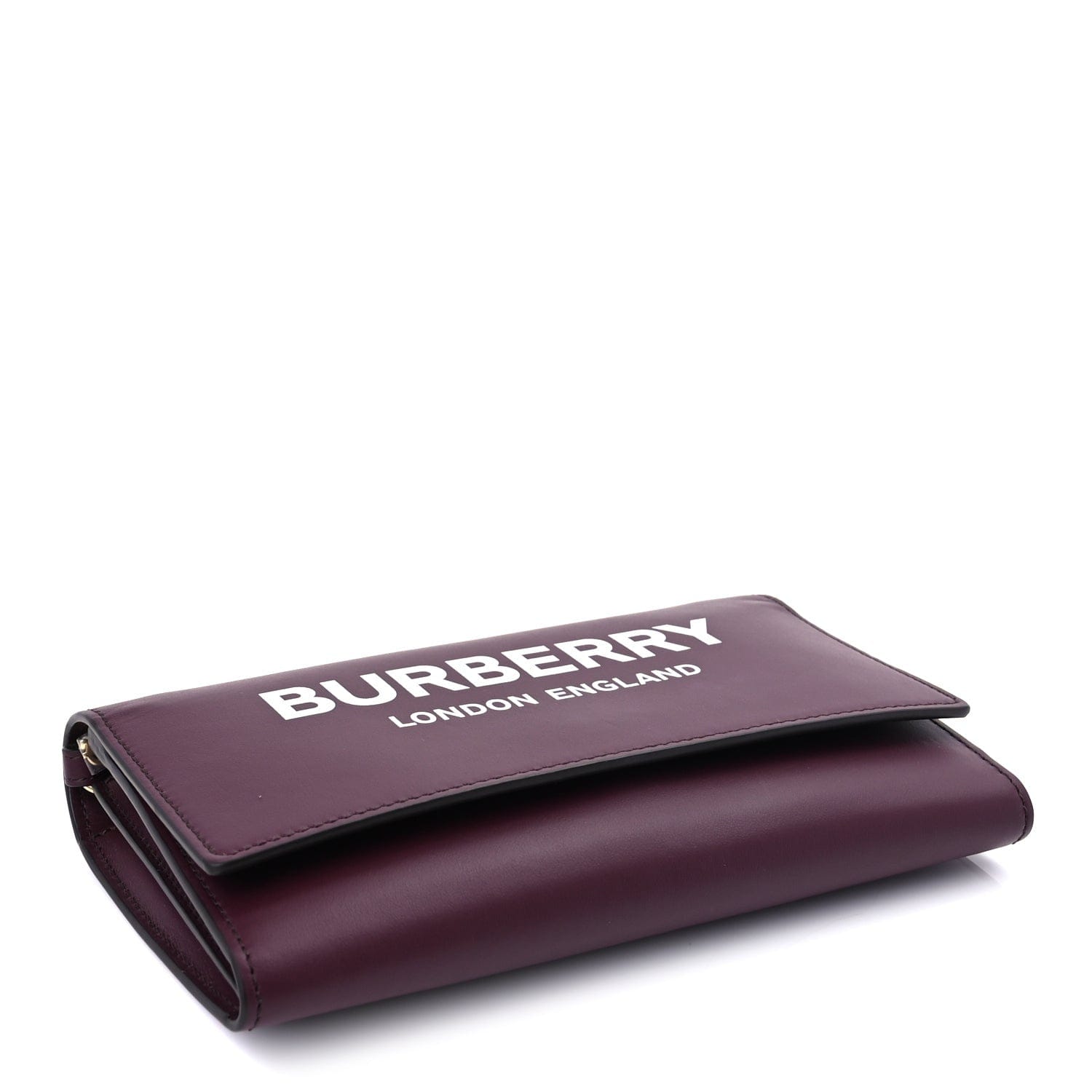 Burberry Calfskin Logo Hazelmere Wallet With Detachable Strap Mahogany Red