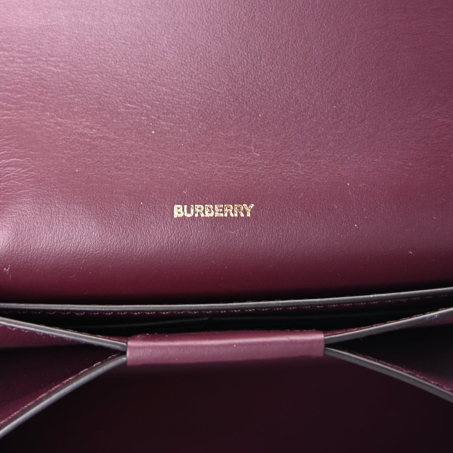 Burberry Calfskin Logo Hazelmere Wallet With Detachable Strap Mahogany Red