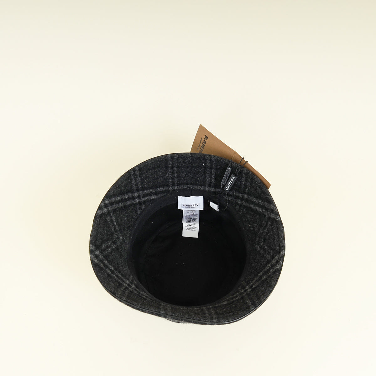 Burberry Charcoal Gray Check Wool Bucket Hat