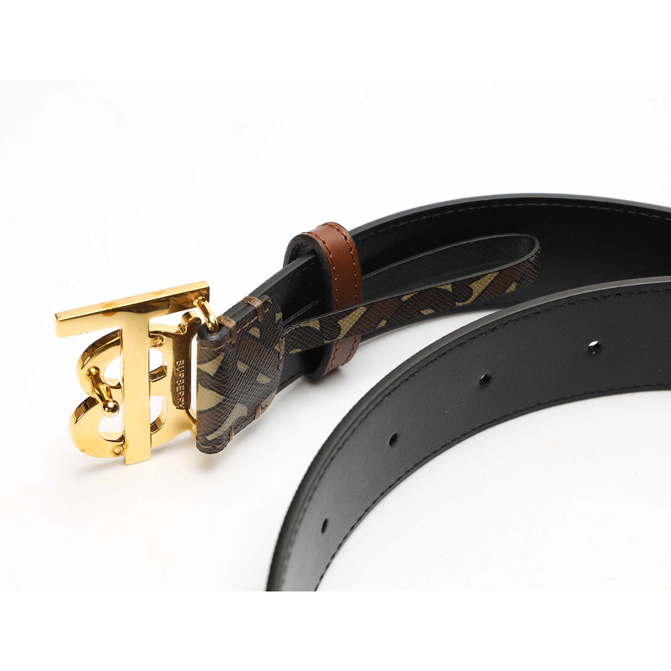 Burberry Brown Monogram Canvas Leather Belt