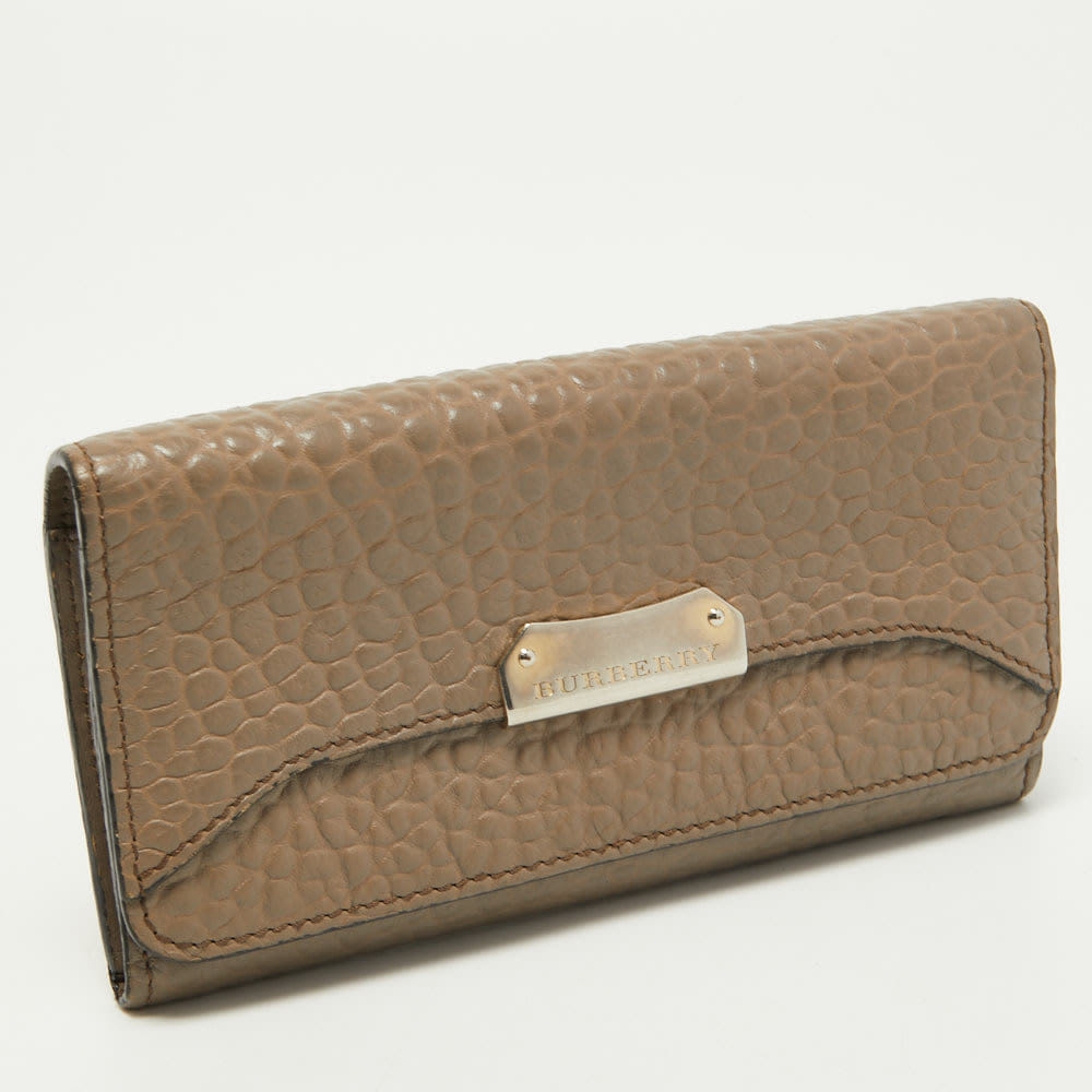 Burberry Beige Leather Flap Continental Wallet