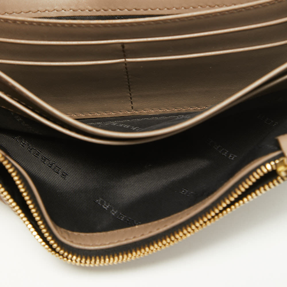 Burberry Beige Leather Flap Continental Wallet