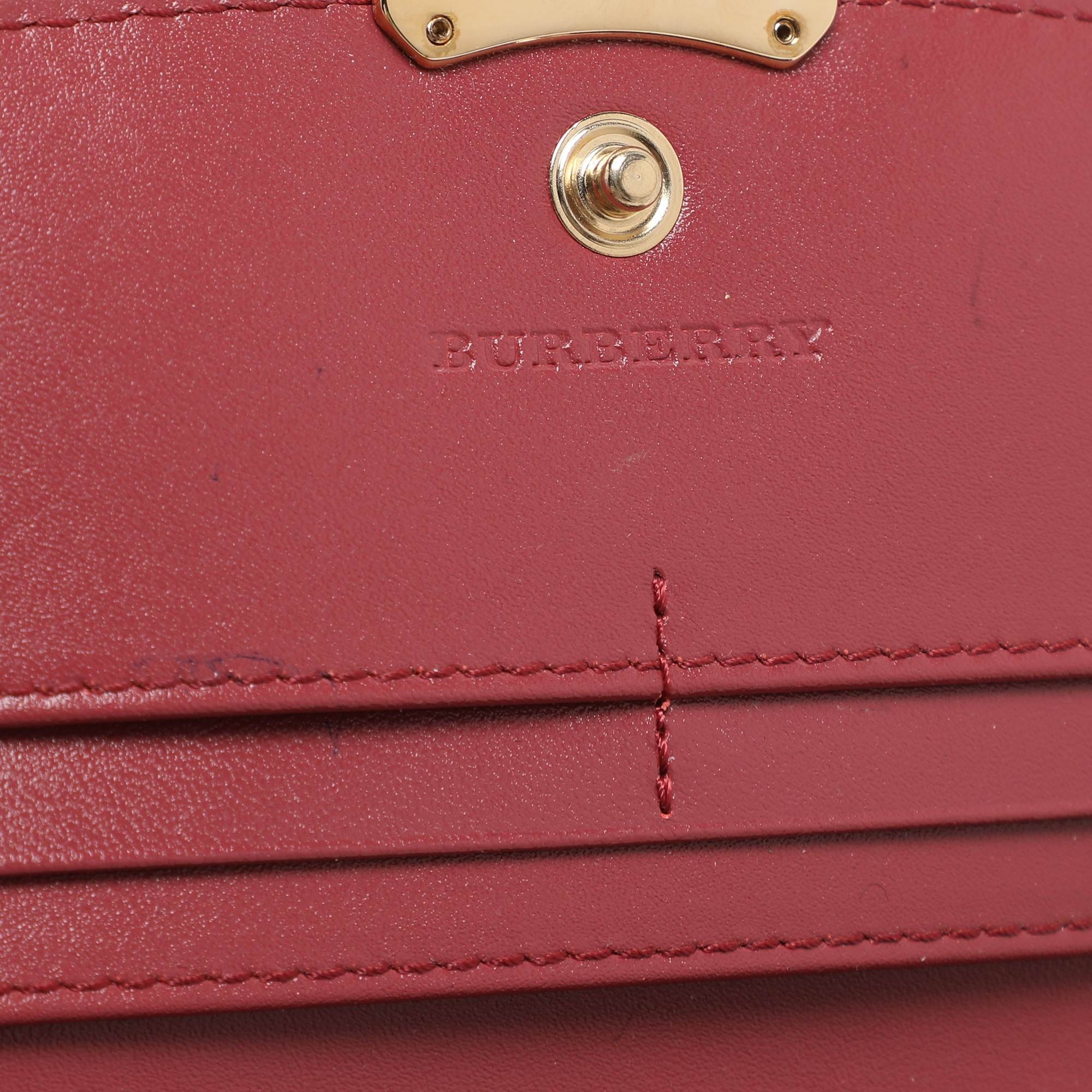 Burberry Red Check Embossed Leather Porter Continental Wallet