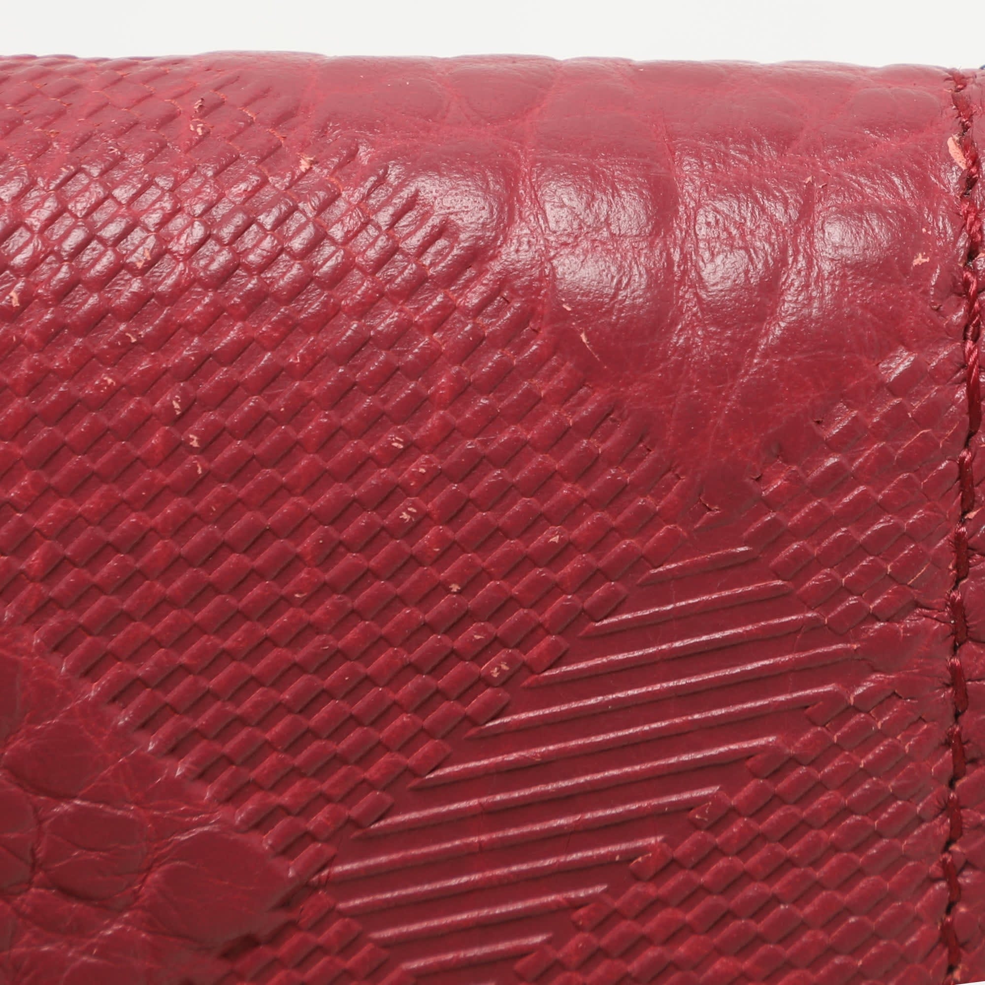 Burberry Red Check Embossed Leather Porter Continental Wallet