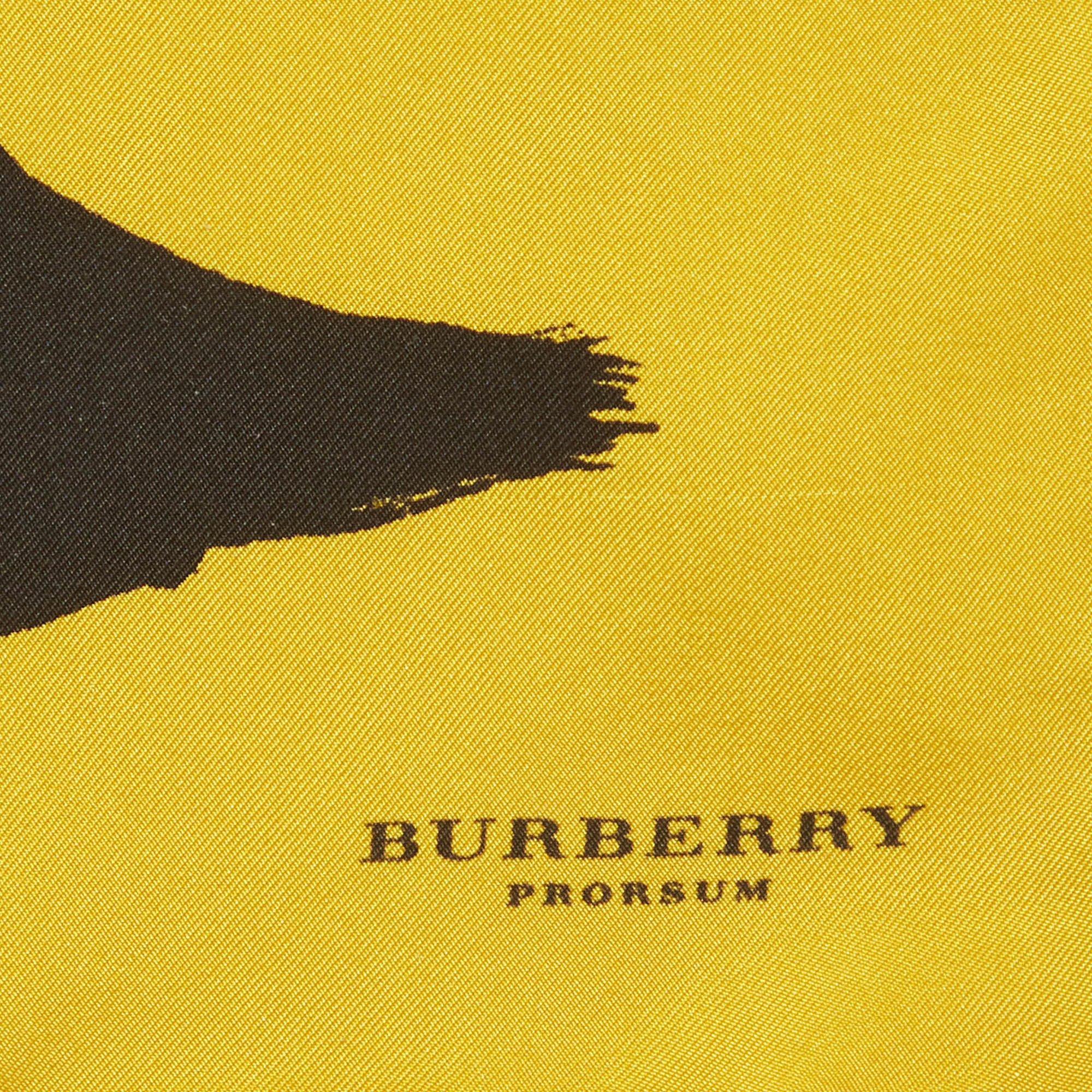 Burberry Prorsum Yellow Printed Silk Scarf