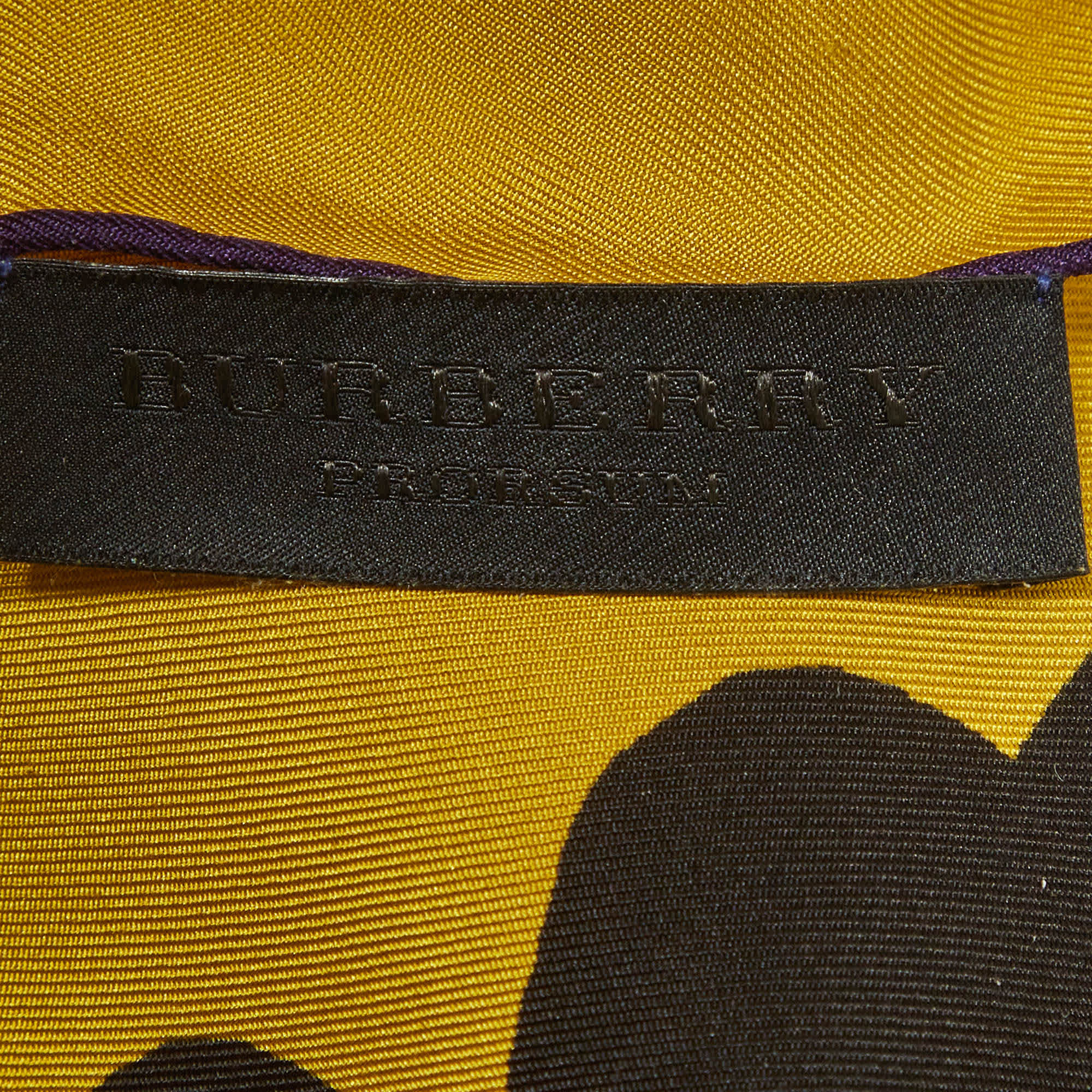 Burberry Prorsum Yellow Printed Silk Scarf