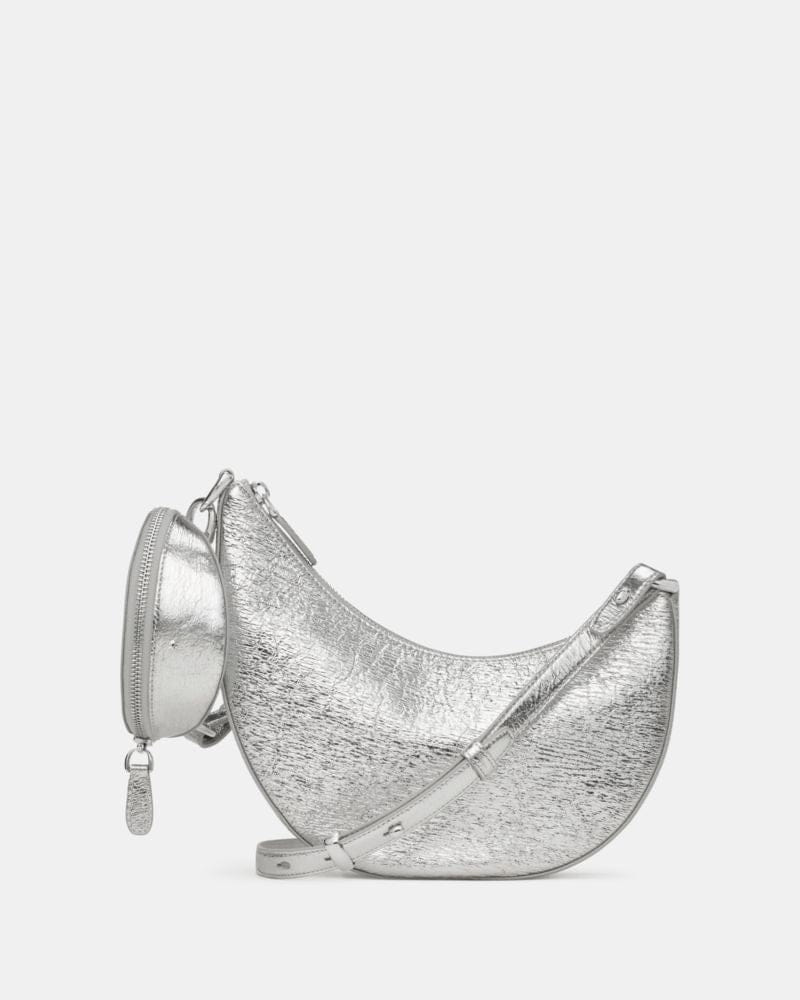 Kate Spade KateSpade Duo Crinkle Metallic Leather Crossbody Bag Silver