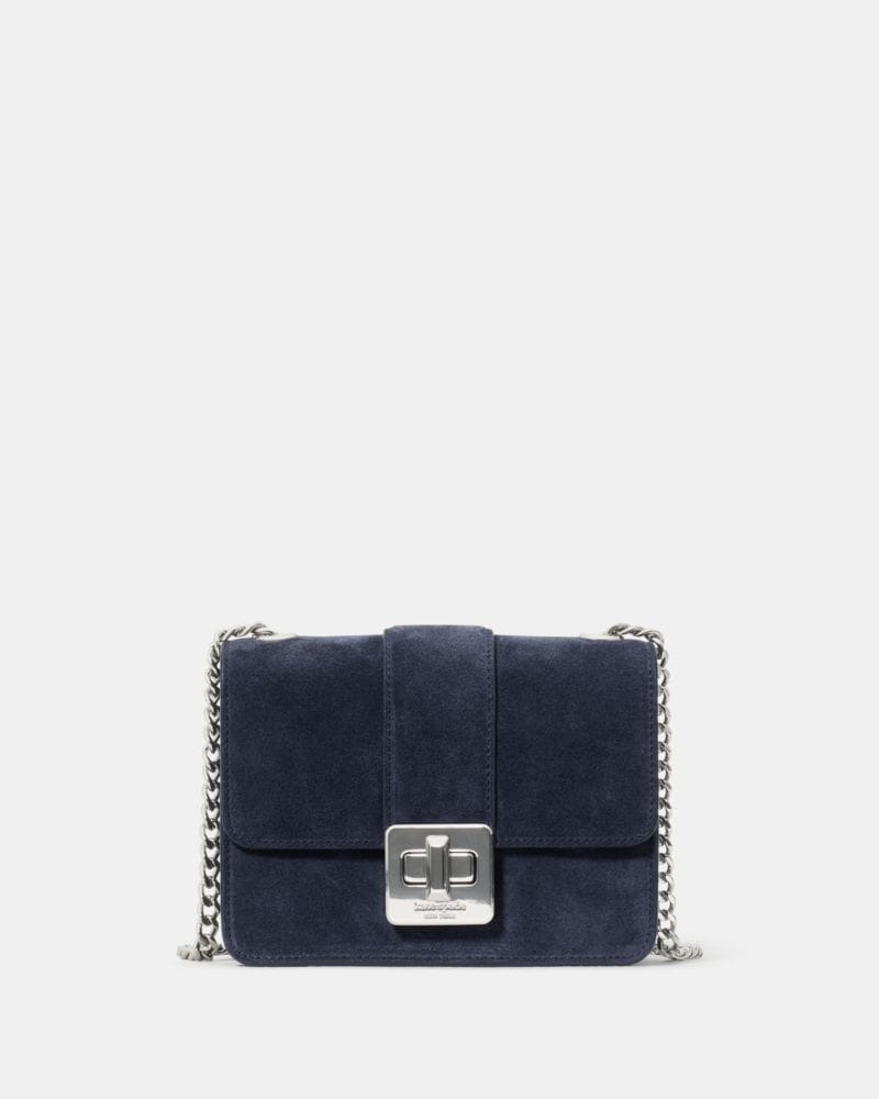 Kate Spade KateSpade Phoebe Suede Turnlock Mini Flap Crossbody Blazer Blue