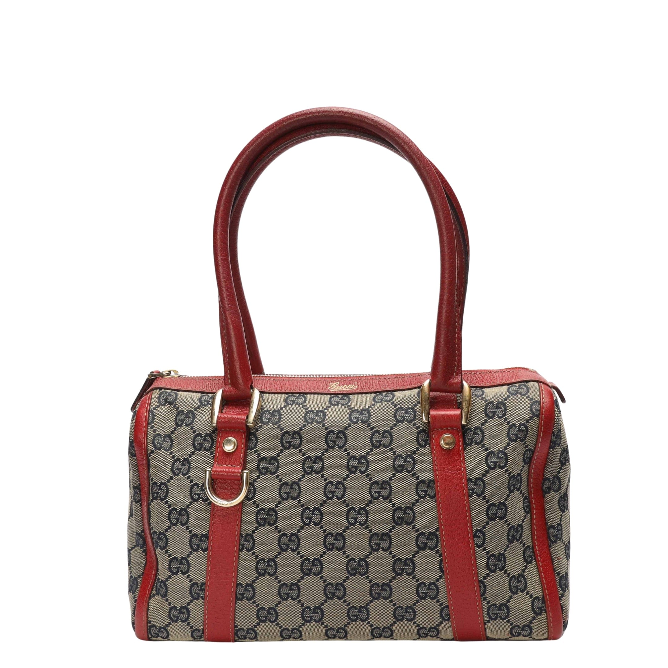 Gucci Red GG Canvas D - Ring Boston Bag