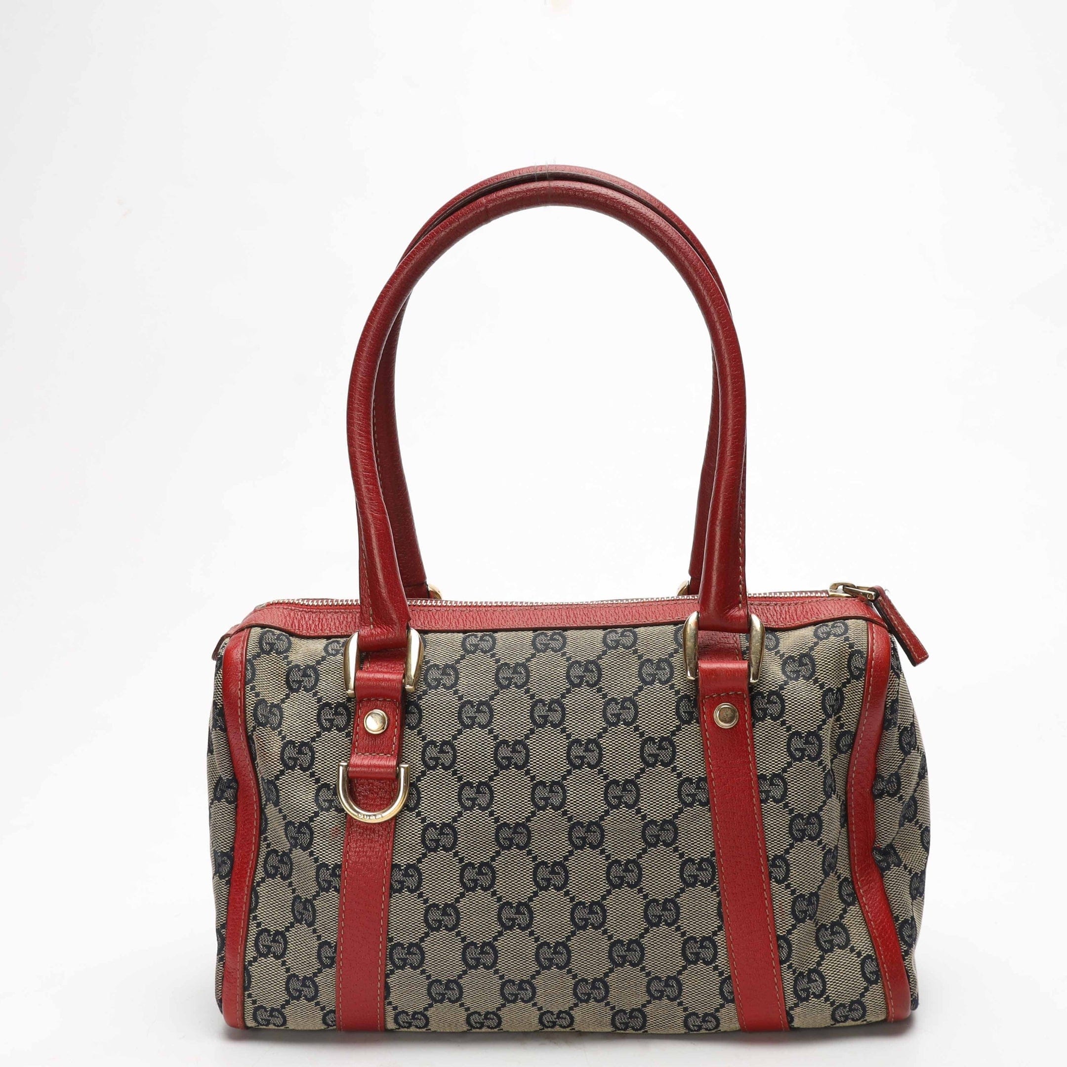 Gucci Red GG Canvas D - Ring Boston Bag