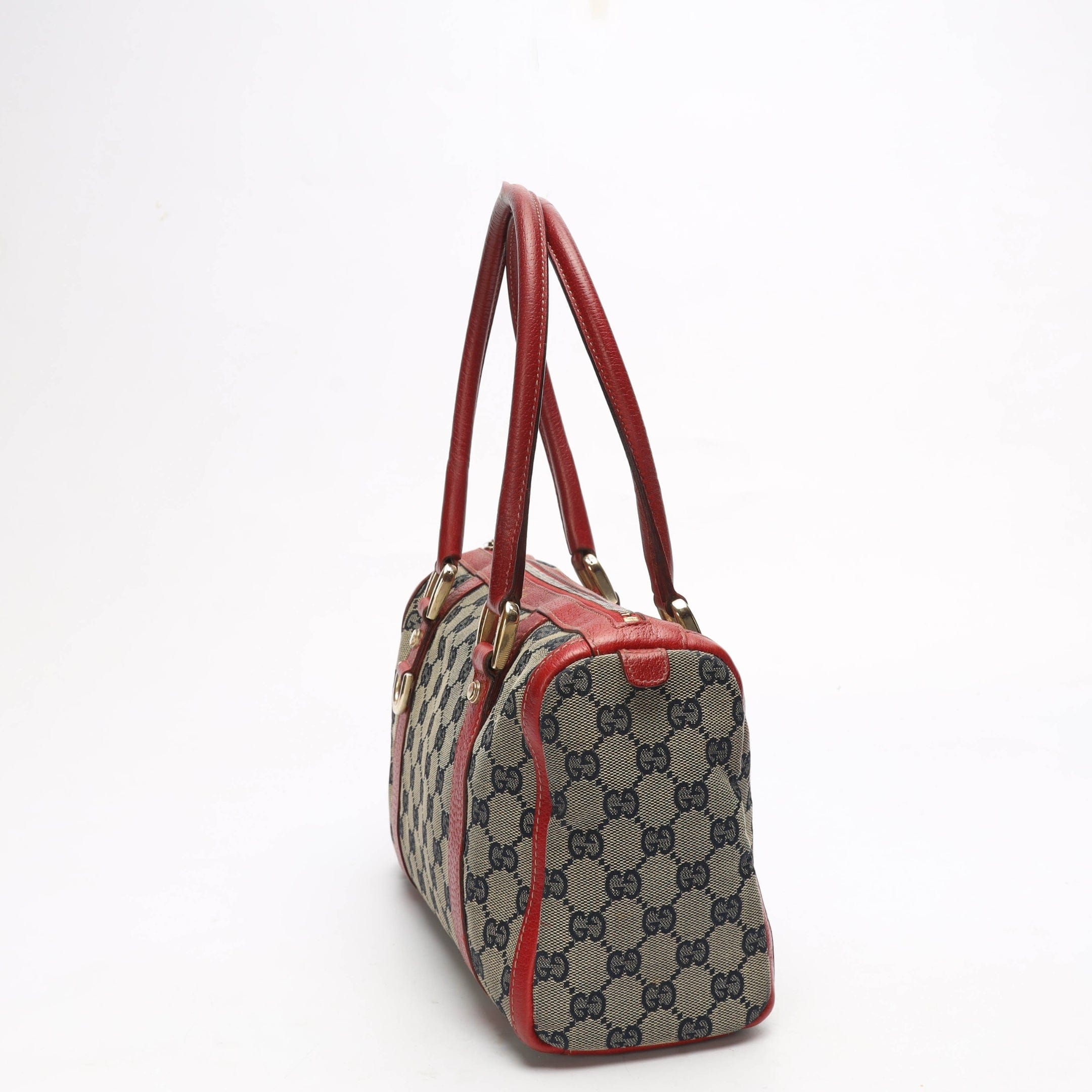 Gucci Red GG Canvas D - Ring Boston Bag