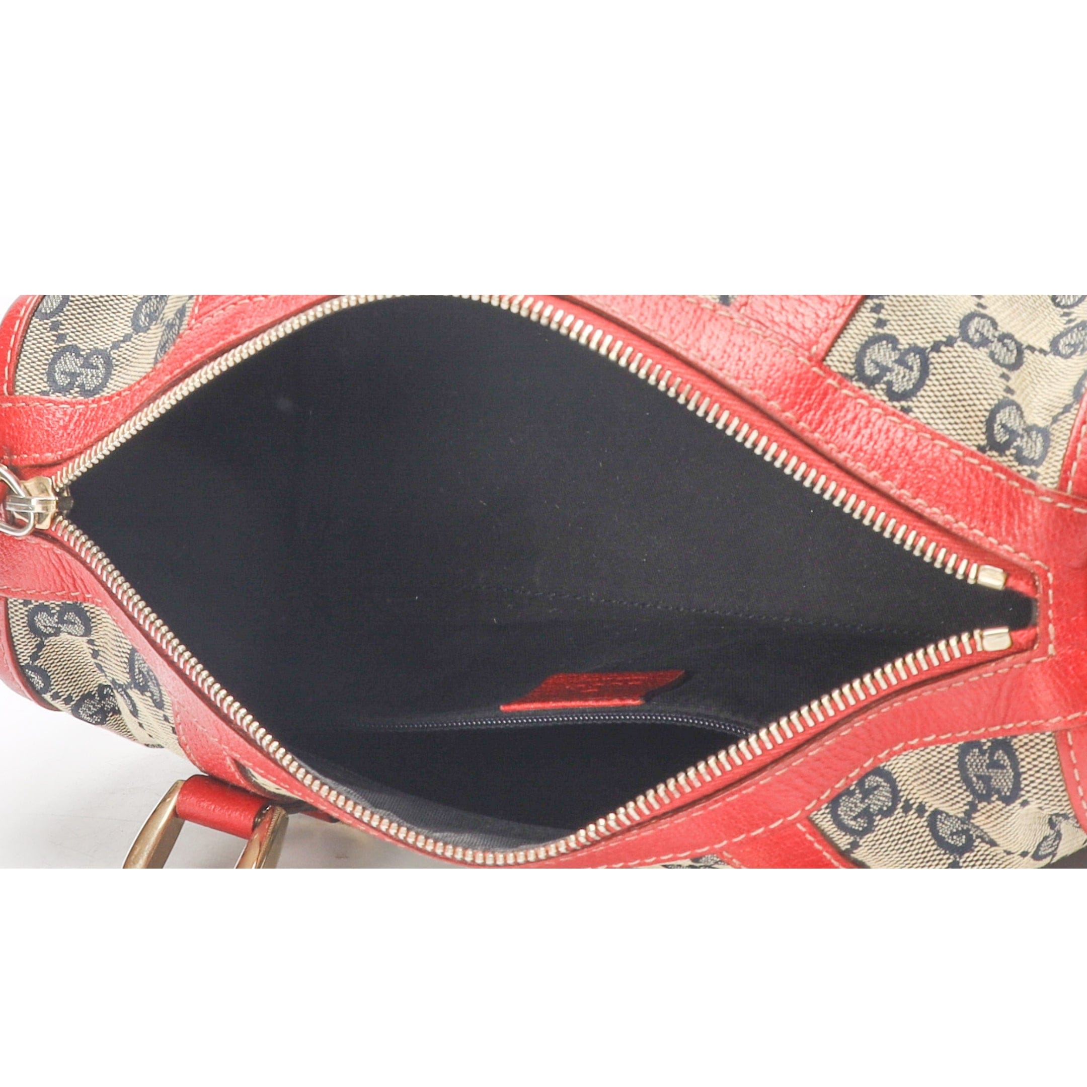 Gucci Red GG Canvas D - Ring Boston Bag
