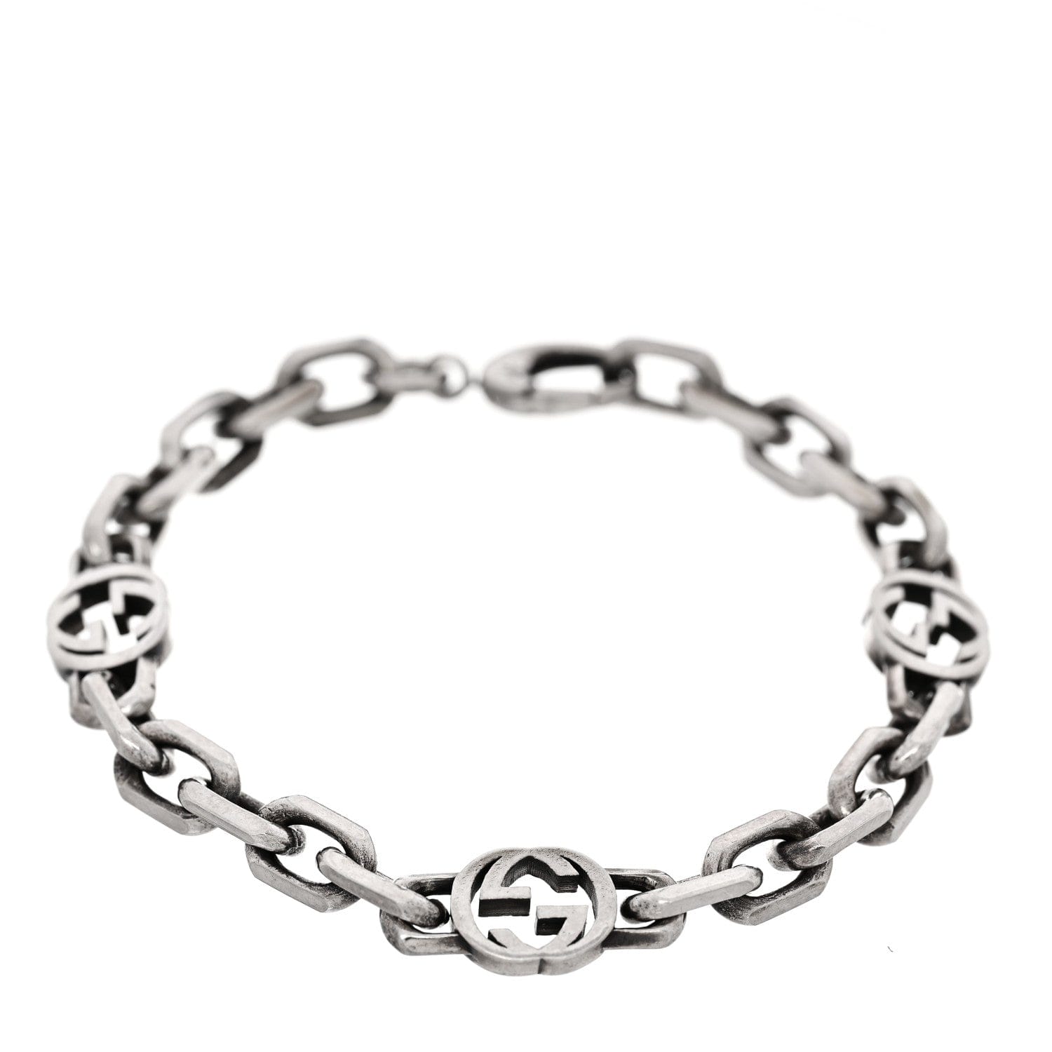 Gucci Sterling Silver Narrow Interlocking G Link Bracelet