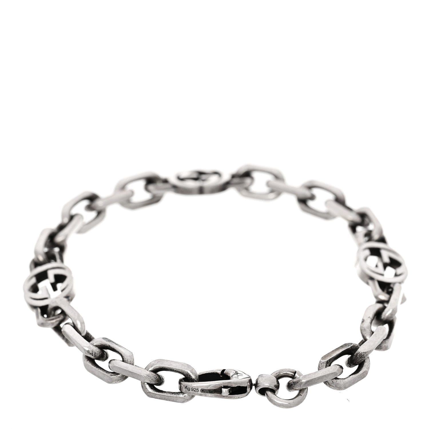 Gucci Sterling Silver Narrow Interlocking G Link Bracelet