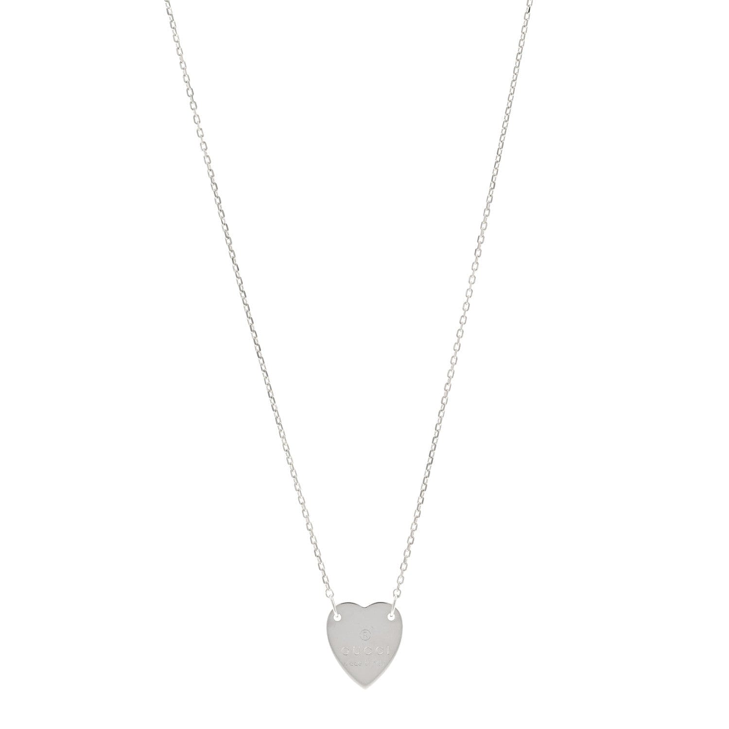 Gucci Sterling Silver Trademark Heart Pendant Necklace
