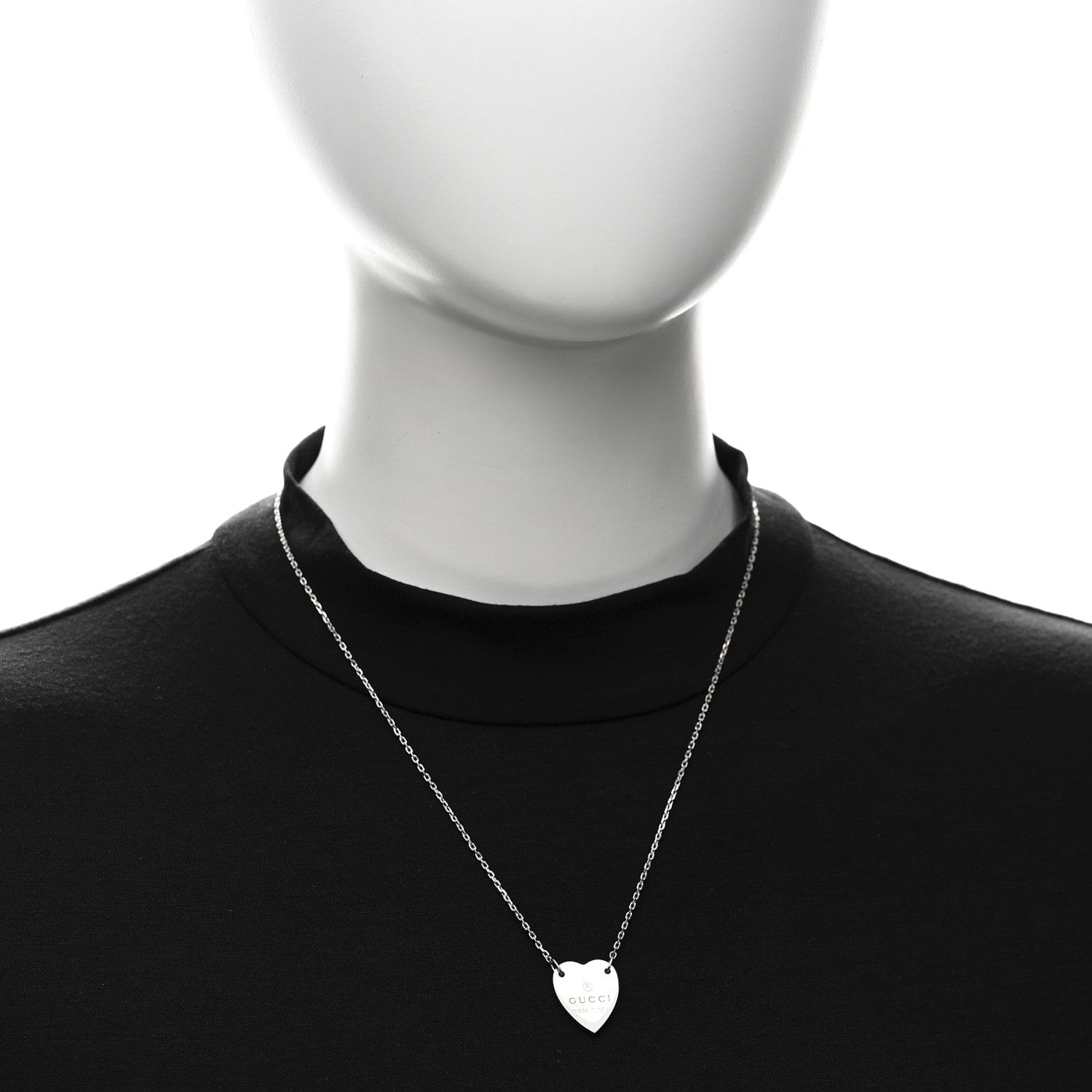 Gucci Sterling Silver Trademark Heart Pendant Necklace